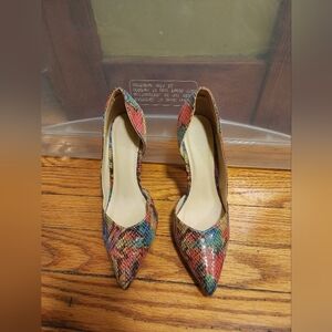 Colorful Snakeskin Pattern Women's Heels